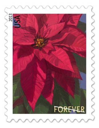 2013 Poinsettia Forever® Single Stamp Psa Buy 3/get Block Of 4 photo