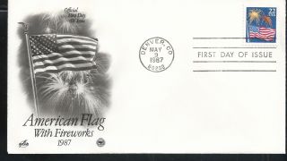 Scott 2276 First Day Cover 5/9/87 Denver Single American Flag With Fireworks photo