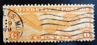 1936 6 Cents Orange U.  S Airmail Postage Stamp photo