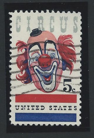 1966 Single Circus Clown 5c Stamp - Post Marked Scotts 1309 photo
