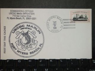 Uscgc Marlin Wpb - 87304 Naval Cover 1998 Cachet Fort Myers Beach,  Fl photo