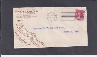 1893 Cordley & Hayes,  York,  Ny Advertising Cover - Indurated Fibre Ware photo