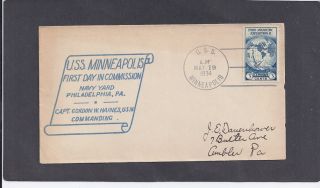 First Day In Commission - U.  S.  S.  Minneapolis - May 19 - 1934 Naval Cancel photo