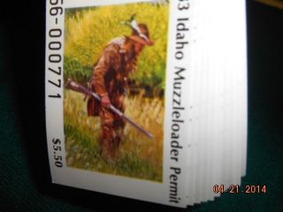 Idaho Muzzleloader Permits 1983,  Complete Booklet,  $55 Face Value photo