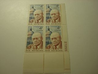 U.  S.  Stamp Plate Block 1202 4 Cent 1962 Sam Rayburn photo