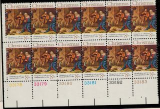 1444 1971 8 - Cent Traditional Christmas Block Of 12 W/plate photo