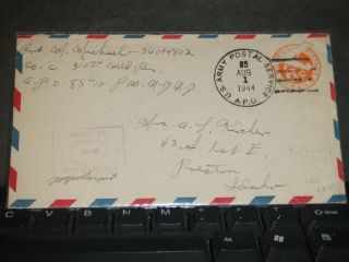 Apo 85 Follonica,  Italy 1944 Censored Wwii Army Cover 3107th Med Bn photo