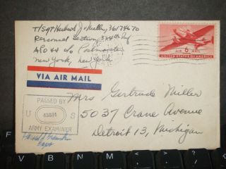 Apo 44 Luneville,  France 1944 Censored Wwii Army Cover 324th Infantry photo