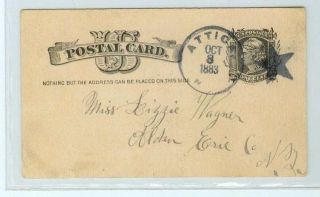 Ux - 7 Postal Card Attica Ny Cds & Bold Star 1883 Use photo