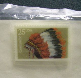 Comanche 25 Cent Postage Stamp With Pinback For Lapel Pen Or Tie Tack photo