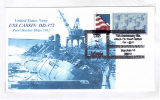 Uss Cassin Dd - 372 Pearl Harbor 1941 Ship,  Photo Cacheted Naval Cover photo
