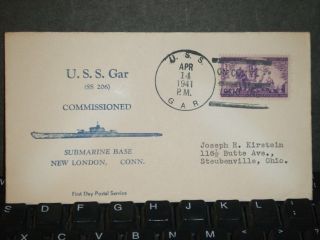 Uss Gar Ss - 206 Naval Cover 1941 Cohen Commissioned Cachet London,  Ct photo