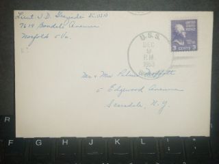 Uss Sanborn Apa - 193 Naval Cover 1953 Korean War Sailor ' S Mail photo