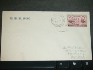 Uss S - 30 (ss - 135) Naval Cover 1938 Embossed Cachet London,  Ct photo