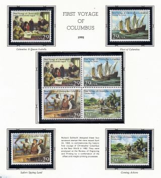 U.  S.  1992 First Voyage Of Columbus,  Block Of 4 + 4 Singles Complete,  Fine photo