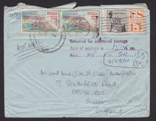 1964 Cover To U.  K - Returned For Postage Auxiliary Mark,  Extra Postage On Back photo