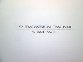 1991 Tx - 11 Texas Duck Stamp Print Signed W/ Stamp W/folio photo