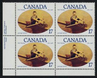 Canada 862 Bl Plate Block Ned Hanlan,  Rowing,  Sports photo