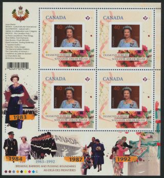 Canada 2516i Queen Elizabeth Ii Diamond Jubilee,  Stamp On Stamp photo