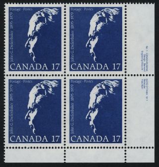 Canada 859 Br Plate Block John D Diefenbaker photo