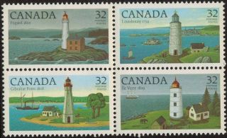 Canada 1984 Lighthouses Block Of 4 Ua1035a photo