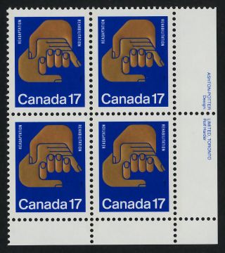 Canada 856 Br Plate Block Helping Hands photo