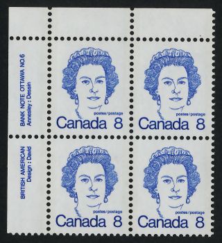 Canada 593 Tl Block Plate 6 Queen Elizabeth photo