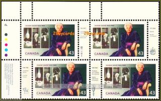 Canada 1994 Govenor General Jeanne Sauve Face $1.  72 Stamp Corner Plate Block photo