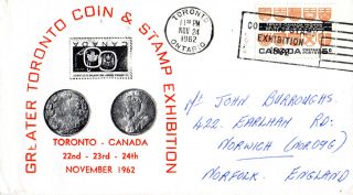 Canada 24 November 1962 Toronto Coin & Stamp Exhibition Cover Machine photo