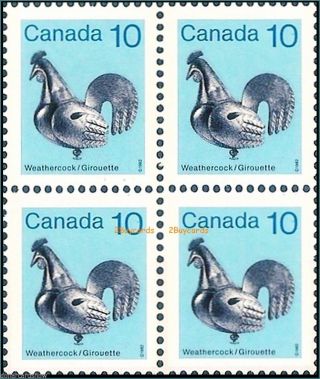 Canada 1982 Canadian Heritage Artifacts Rooster 10c Stamp Plate Block photo