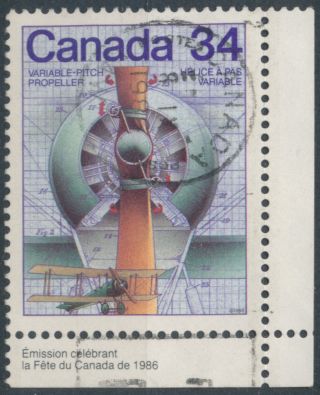 L64 Canada 1986 Sg1206 34c Variable Pich Propellor And Avro 504 Airplan photo