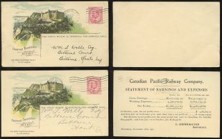 Canada Pacific Railway Stationery Hotel Frontenac Quebec 1907 + Extra Plain Back photo