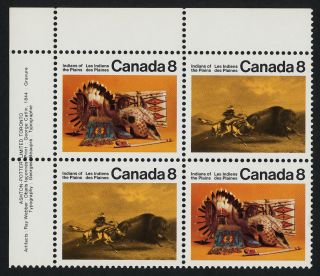 Canada 563ai,  5a Tl Plate Block Art,  Plains Indians,  Horse,  Buffalo Chase photo