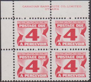 Canada - J31iii - 1967 4c Postage Due Imprint Corner Block photo