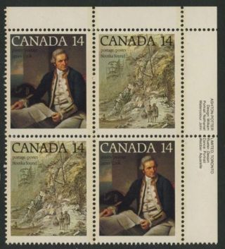 Canada 764a Tr Plate Block Captain Cook,  Nootka Sound photo