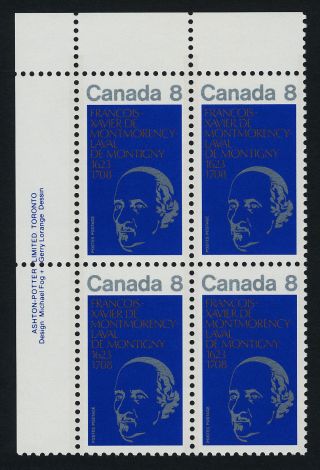 Canada 611 Tl Plate Block - Monsignor De Laval photo