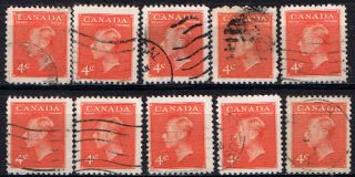 Canada 306 (38) 1951 4 Cent Orange George Vi 10 photo