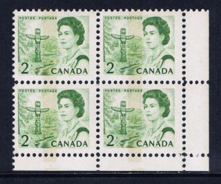 Canada 455pii (46) 1972 2 Cent Green Eliz.  Lower Right Plate Block Scv$4.  50 photo