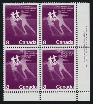Canada 559 Br Plate Block Figure Skating,  Sports photo