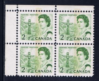 Canada 455pii (22) 1972 2 Cent Green Elizabeth Upper Left Plate Blk Scv$4.  50 photo