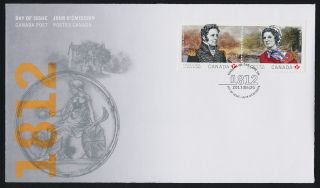 Canada 2651a Fdc War Of 1812,  Laura Secord,  Charles De Salaberry photo
