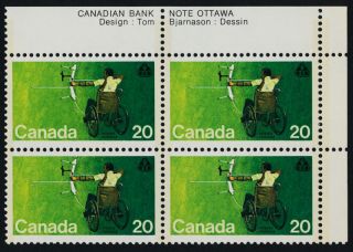 Canada 694 Tr Plate Block Archer In A Wheelchair photo