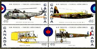 Canada 1999 Canadian Air Force Plane Vickers Fv Face $1.  84 Stamp Block photo