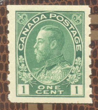 1c Yellow - Green Coil Stamp 1912 - 21 Canada Kgv Imperf X Perf.  8 Sg219 photo