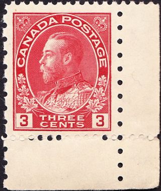Canada - 1931 - 3 Cents King George V Admiral Series Perf 12 X 8 - 184 Nh photo