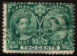 1897 Canada - No.  52 (a36) Two Cents,  Green,  Light Cancel photo
