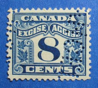 1915 8c Canada Excise Tax Revenue Vd Fx41 B 41 Perfin Cs15260 photo