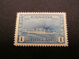 1948 Ww Ii Destroyer; Canada 1 Dollar Stamp,  262,  Mvlh; C.  V.  $65.  00 photo