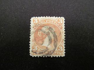 1868 Canada 3 Cent 25b Stamp,  Rose Red,  Thin Paper,  Ng photo