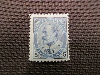 1903 Canada 5 Cent Mh Stamp,  91,  Cat.  $220.  00 photo